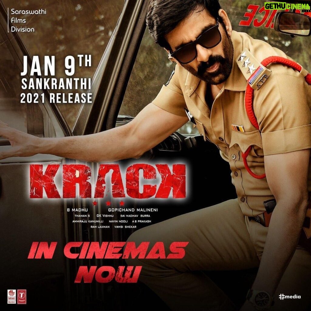 Ravi Teja Instagram - Thanking all my fans and well wishers who've been waiting to watch KRACK and have waited a little too long to watch it in the theatres, all out of love. Your love is my energy. Thank you once again 🙏