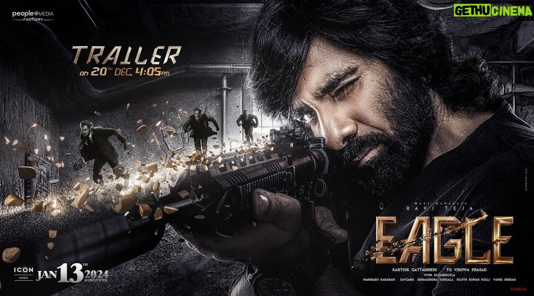 Ravi Teja Instagram - Target locked! Aiming for the right shot 😎 #EagleTrailer on Dec 20th at 4:05 PM 🔥