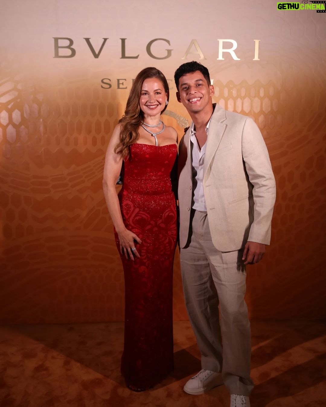 Raya Abirached Instagram - Celebrating the launch of the #Serpenti Factory exhibition on its 75th Anniversary last night with my @bulgari family in Dubai #bulgariserpenti #75yearsofinfinitetales Wrapped in exquisite Serpenti High Jewelery pieces & clutch #StyledByCed @cedrichaddad What a Dress! @tonywardcouture Shoes by @louboutinworld Makeup by @ranim.alturki Hair by @john.dimirje Couldn't get enough of your photos @patricksawaya merci! And of course much love to my @mad_solutions darlings ❤️ Dubai, UAE