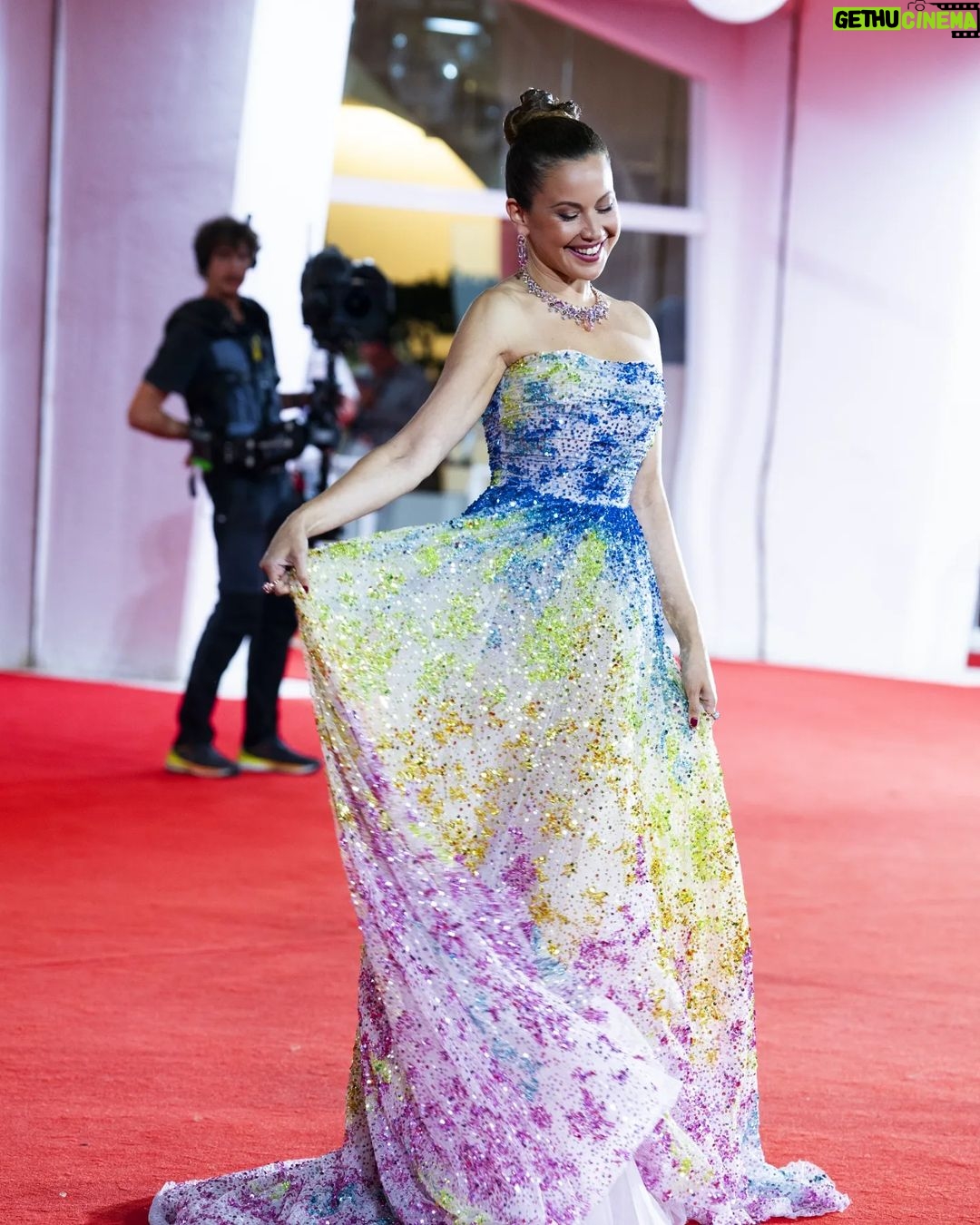 Raya Abirached Instagram - This Princess Red Carpet moment is making me very (very!) popular with my daughter :) #VeniceFilmFestival High Jewelery last night was dreamy. Thank you to my @bulgari family Always a pleasure working with the @georgeshobeika team. What a dress! Of course #StyledByCed @cedrichaddad Makeup by @armanibeauty thank you @georges.makeupartist was lovely to meet you! Hair by @kerastase_official grazie @valentinahstyle Photos by the carissima @karendipaola_photo Also many thanks to the team @labiennale Venice Film Festival