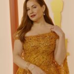 Raya Abirached Instagram - This dress has patiently been waiting for its #OscarMoment!✨ Thank you to my awesome team! #StyledByCedForOscars @cedrichaddad Jewelery @bulgari Dress @georgeshobeika Shoes @renecaovilla Hair @roykarame Makeup @bonnieelizwhite Love you @itsshireenietini Happy #Oscars Everyone! @theacademy @mbc2insta The Oscars Red Carpet