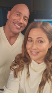 Raya Abirached Instagram - It doesn't get better than you @therock !!!! #BlackAdam is out Oct 20th, you guys can rush in :) Don't miss a FULL special episode next on #ScoopWithRaya PS: yes, matching outfits hahaha, pure coincidence! @blackadammovie @warnerbrosme @mbc2insta