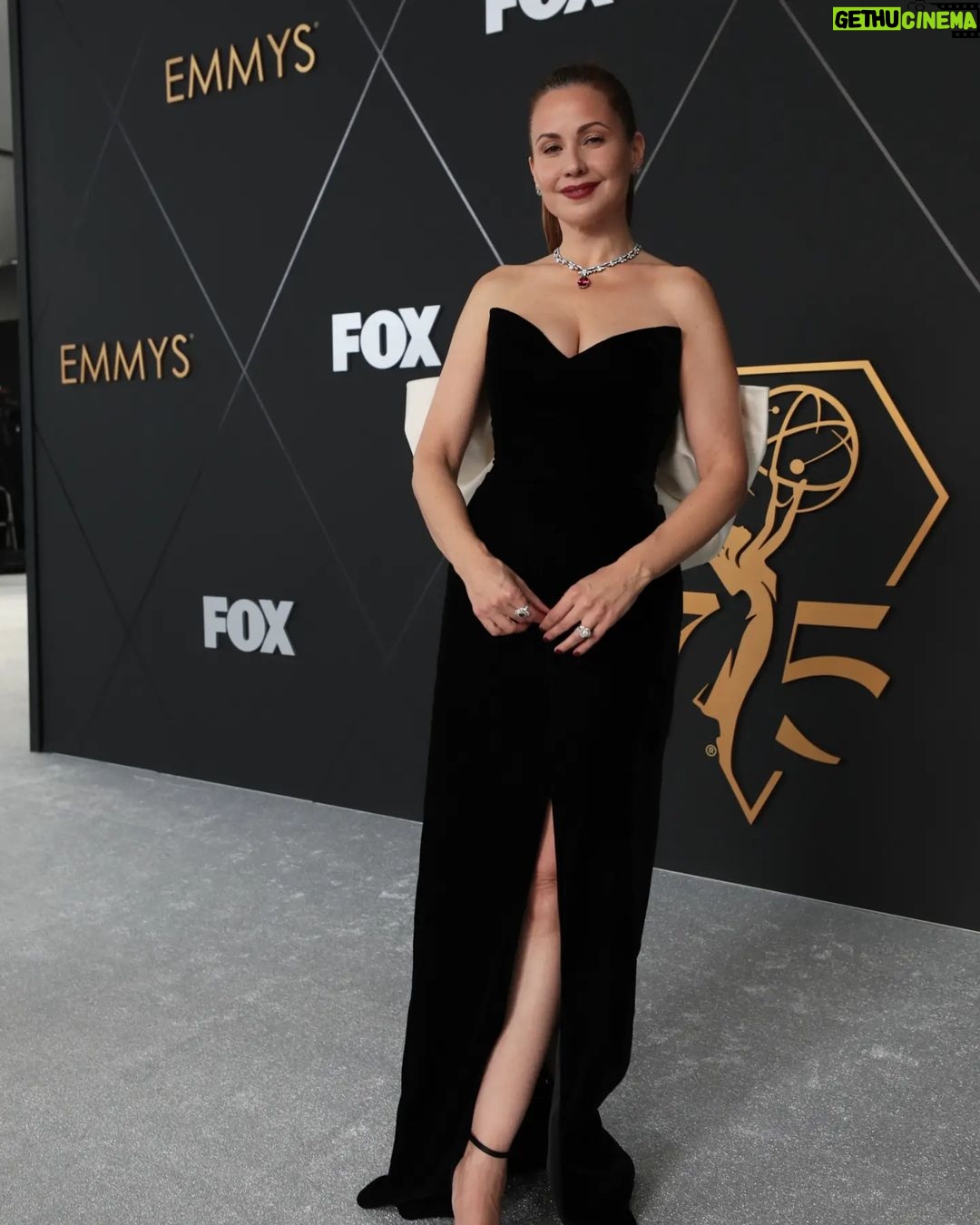Raya Abirached Instagram - Last night at the #Emmys! In a fabulous @bulgari high jewelery necklace & ring with #fiorever earrings #StyledByCed @cedrichaddad Dress by @sandynourofficial Makeup by @bonnieelizwhite Hair by @_ellestyles Photos: AP images for the Television Academy @televisionacad