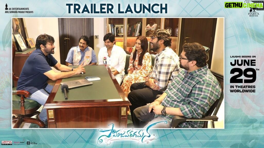 Reba Monica John Instagram - Such a privilege and honour to have met, spent time and have our trailer launched by Mega Star @chiranjeevikonidela Garu 🙏🤩 in awe of his humility and simplicity. Thank you @anilsunkara1 @akentsofficial for making this happen. Alsooo, Trailer link in bio Samajavaragamana is yours from the 29th June. Save the date ✨