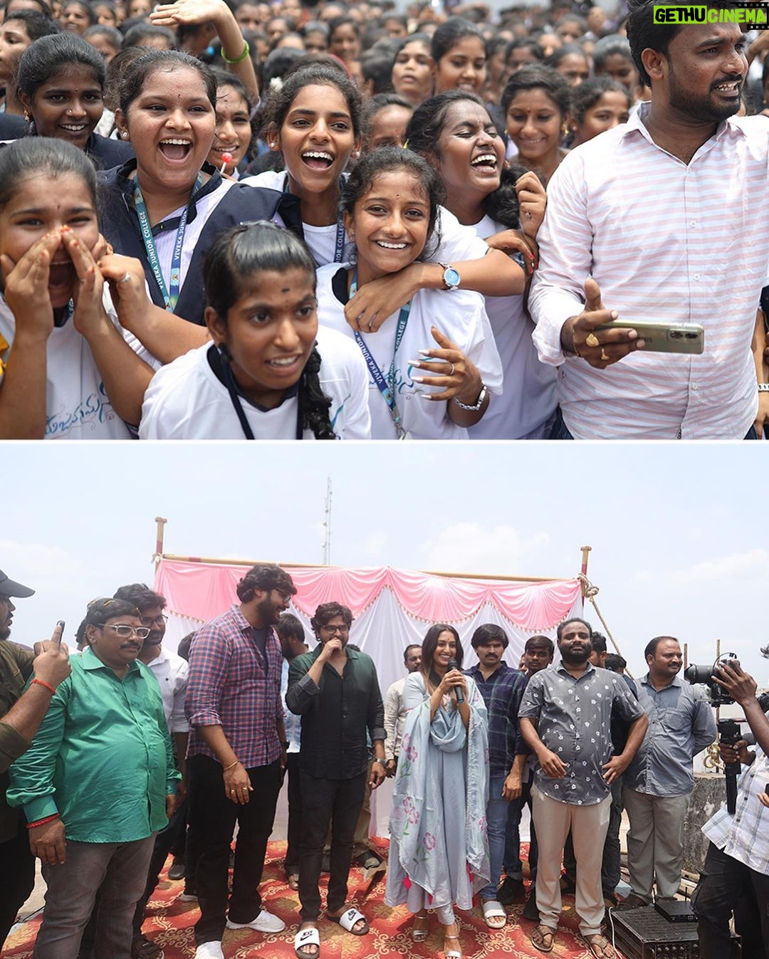 Reba Monica John Instagram - Samajavaragamana Ahvaana Yaatra - had the opportunity to visit the Annavaram temple, interact with super energetic college kids and the press! Super hectic yet successful day. Samajavaragamana in theatres from June 29th โจ Hair @prakash_kasara ๐ธ @akash.manda ๐ yours truly #samajavaragamana #june29th #debutante #telugucinema #needyourlove #putmyheartinit #fingerscrossed