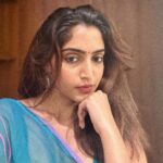 Reba Monica John Instagram - In my soft era 🦋✨ @studiogulabiindia thank you for the most stunning earrings! 🥹 #sareelove #everlasting #comfortzone #explorepage✨ #softaesthetic