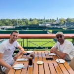 Rebel Wilson Instagram – Just a spot of tennis @wimbledon today with @jameswardtennis & @matty_reidy 💜💚 🎾