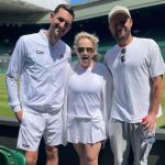 Rebel Wilson Instagram – Just a spot of tennis @wimbledon today with @jameswardtennis & @matty_reidy 💜💚 🎾
