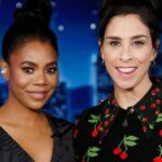 Regina Hall Instagram - Had the best time with @sarahkatesilverman tonight! #Kimmel #ABC @JimmyKimmelLive Thanks to the team for getting me together! makeup: @lewinadavid hair: @shornelll styling: @edmondalison