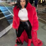 Remy Ma Instagram - Chocolateeee 🍫 Custom coat @DanielsLeather Sidebar: I designed this coat 3 years ago in white & been getting another color every year; this red my fave tho ❤️🤎 Double Sidebar: Yesss it’s drags on the ground…that’s why they have cleaners #Reminisce #RemyMa