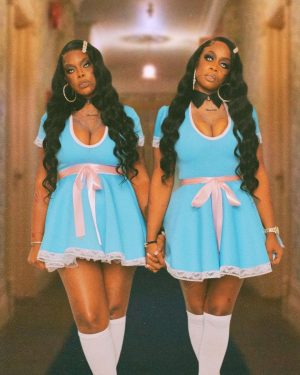 Remy Ma Instagram - Drop dead gorgeous!
Me & my Amiga @iamjuju_ as
The Grady Twins from “The Shining”
Sidebar: Nahhh, we really dead pretty
Double Sidebar:I told Ju we was gonna be these murdered twins from a scary movie and she immediately agreed even tho she never saw the movie. But if I added blood she added Gucci hair clips, i added veins & scratches she added busted down watches and high heels 😂…every hood chick needs a girly beautiful friend. #SheHasntDressedUpSinceABeingAKid #MyFavoriteHoliday #RemyMa