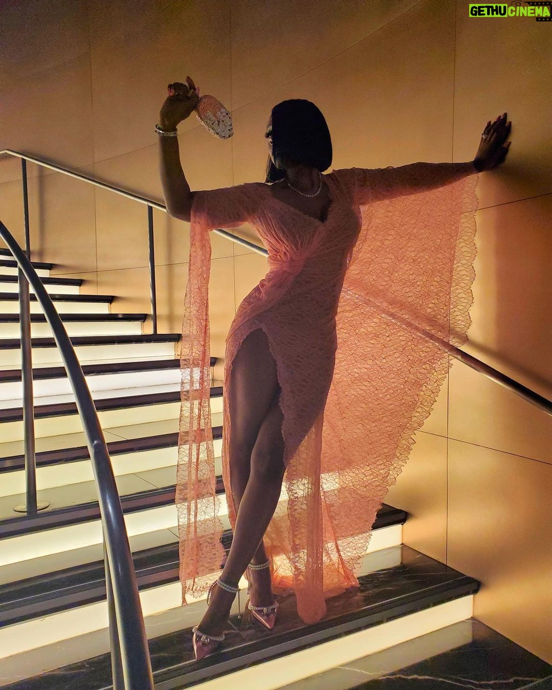 Remy Ma Instagram - This @KarenSabagOfficial custom dress is EVERYTHING!!💕💕💕 Sidebar: She designed and created this dress for me in less than 24 hours! Double Sidebar: Then designed and created ANOTHER one- totally different style, cut, & color that was just as 🔥 in that same 24 hours … THEN she called me 48 hours later and said get ready for her new collection “Chantilly Love” , inspired by me 🥰 Triple Sidebar: (yes triple😈) I wore this to my first feature film movie premiere “Big 50: the Delrhonda Hood Story” premiering on BET+ NOW!!! #RemyMa