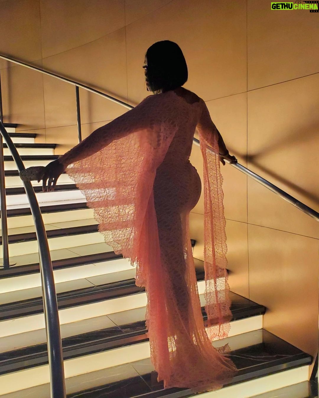 Remy Ma Instagram - This @KarenSabagOfficial custom dress is EVERYTHING!!💕💕💕 Sidebar: She designed and created this dress for me in less than 24 hours! Double Sidebar: Then designed and created ANOTHER one- totally different style, cut, & color that was just as 🔥 in that same 24 hours … THEN she called me 48 hours later and said get ready for her new collection “Chantilly Love” , inspired by me 🥰 Triple Sidebar: (yes triple😈) I wore this to my first feature film movie premiere “Big 50: the Delrhonda Hood Story” premiering on BET+ NOW!!! #RemyMa