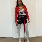 Remy Ma Instagram - SavagexRemy #RemyMa Sidebar: I swearrrr when I be laying out my clothes it don’t be seeming like too much accessories but looking at the pics I probably coulda left 1 or 2 in the closet...but f*ck it😈Geminis are known for being extra! Jacket @DanielsLeather Boots : Louboutin Belt : Off-white Bag with coin purses: Chanel Mask: MCM Leggings: Spanx Tank top: Wolford