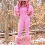 Remy Ma Instagram - Did somebody say it’s snowing ?❄️ 💕 @danielsleather Custom fur muff, leg warmers, & hooded shawl ! - hit him up for yours -Any color! 📸 @danielvasquezphotos #AllPinkEverything #RemyMa #ShesComing