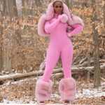 Remy Ma Instagram - Did somebody say it’s snowing ?❄️ 💕 @danielsleather Custom fur muff, leg warmers, & hooded shawl ! - hit him up for yours -Any color! 📸 @danielvasquezphotos #AllPinkEverything #RemyMa #ShesComing