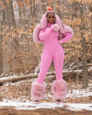 Remy Ma Instagram - Did somebody say it’s snowing ?❄️ 💕 @danielsleather Custom fur muff, leg warmers, & hooded shawl ! - hit him up for yours -Any color!
📸 @danielvasquezphotos 
#AllPinkEverything #RemyMa #ShesComing