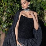 Rhea Kapoor Instagram - Before and After party with my main @rheakapoor (in matching anokhiiii ) Outfit custom @amiralkasm Bag @two.extra.lives Shoes @jimmychoo Styling @rheakapoor and @manishamelwani Style team @sananver @junni.khyriem Make up @makeupbyridhi Hair @komalvora_ photographer @dinesh_ahuja