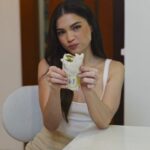 Rhian Ramos Instagram - I ate and drank to my heart's content on my bday and now it's back to regular programming cause I got goals baby! And @healthyappetitebyrhian is how I achieve them 🤍 starting off with one of my favourites, our deceivingly delicious Veggie Wrap! don't underestimate it by the simple name, roasted veggies and mushrooms are smothered in our flavourful hummus, adding some lettuce for freshness and wrapped in a tortilla for a seriously hearty snack. Om nom nom!