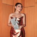 Rhian Ramos Instagram - It means the world to me to have shared this moment with the @mbumanagement team and my #RoyalBlood family, who I owe this award to 🤍 thank you for guiding me towards this! I am so grateful to all of you 🥰 After 18 years as a Kapuso, I am so thrilled to receive Best Actress for a @gmanetwork project, and proud to announce that #RoyalBlood also won Best Drama 🤍 Thank you, @trinityuasia and the Platinum Stallion National Media Awards! Thank you Lord God! 🙏 to God be the glory! 🙌 ‎ ‎ ‎ ‎ ‎ ‎ ‎ ‎ ‎ ‎ ‎ ‎ ‎ ‎ Wearing @rap.soligam Styled by @aldrin.ramos assisted by @_ricarliphad Face by @davequiambao_ Hair by @nellyseboy 🤍🤍🤍 Trinity University of Asia
