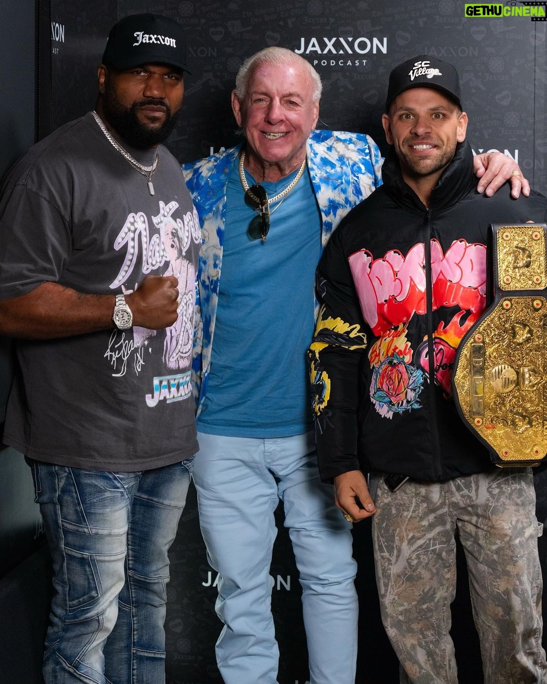 Ric Flair Instagram - @jaxxonpodcast with my boys @rampage4real & @beardegidio- the #1 men’s chain brand and the best quality jewelry! #JAXXON