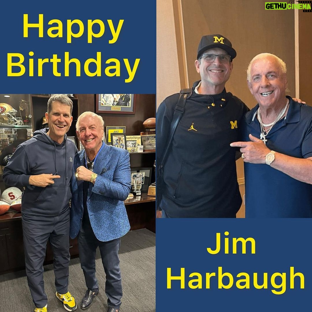 Ric Flair Instagram - Happy Birthday To My Friend- The Great @coachjim4um! Much Respect! Go Blue!!! WOOOOO!