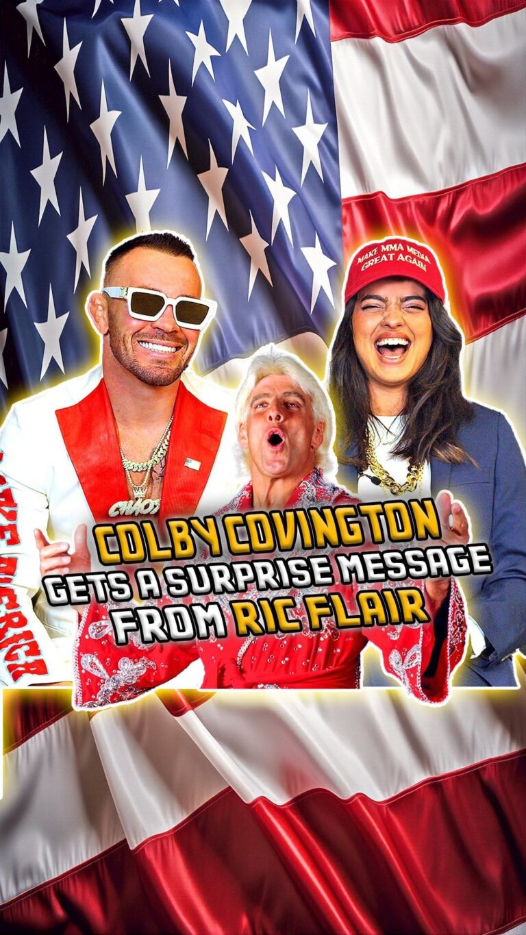 Ric Flair Instagram - Drop a WOO in the comments if you’re rooting for Colby 😂 @ricflairnatureboy is Team Colby 🇺🇸 🦅 Watch @colbycovington vs Leon Edwards fight this SATURDAY for the Welterweight Title |Live on ESPN+ PPV #UFC296 FULL INTERVIEW IN BIO 🎙️