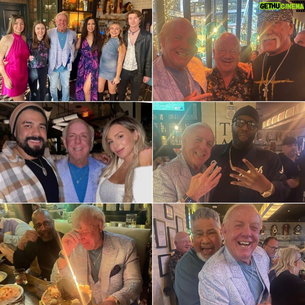Ric Flair Instagram - Thank You To All Of My Family & Friends For Coming Together For Such A Special Birthday Celebration! It Was A Very Sentimental Night For Me! I Am So Blessed To Be Able To Make These Memories With You All! Here’s To 75! WOOOOO!