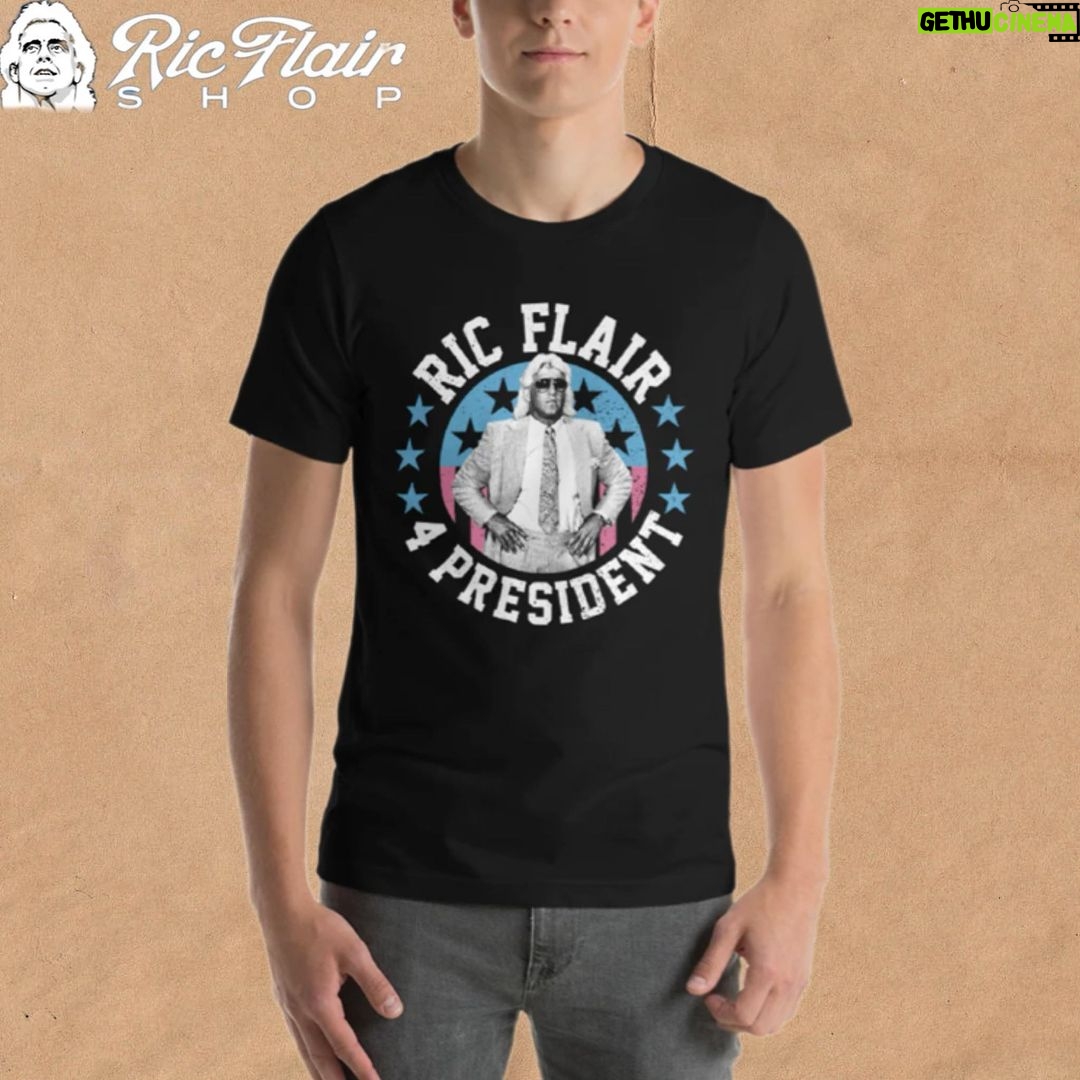 Ric Flair Instagram - @ricflairnatureboy 4 President! Get his campaign shirt today at RicFlairShop.com! #ricflairshop #ricflair #wrestling