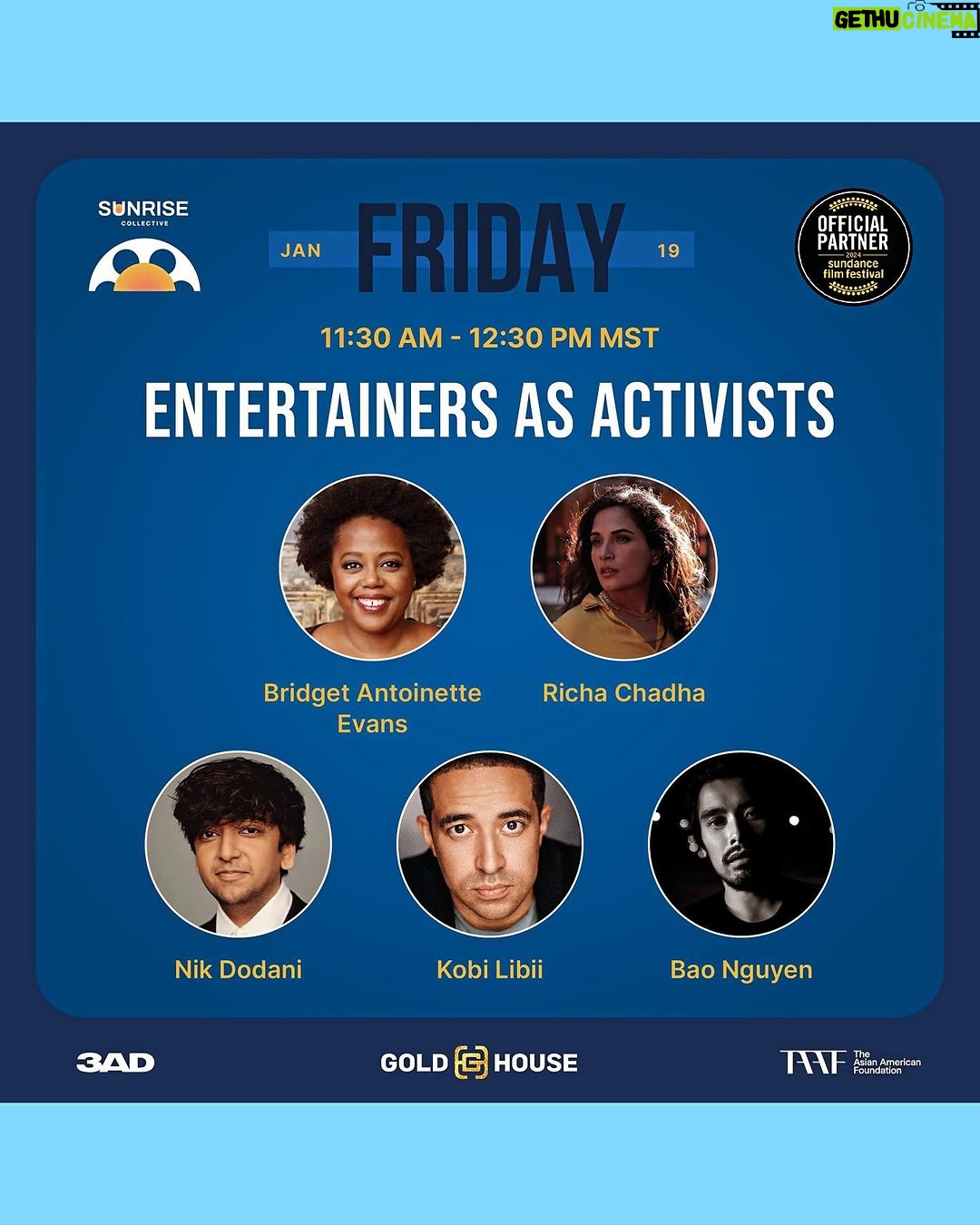 Richa Chadha Instagram - Day 1 of SUNDANCE : Stoked to be on this panel tomorrow 🫶🏽Entertainers as activists, in great company too … for @goldhouseco @sunrisecollective.us morning here at @sundanceorg ! We’re here. आ जाओ भारतीय लोगों? ☺️ Also stunning hues of the sky, and snow capped mountains, crisp winter air and our abode and my own Bear! . . . . #SundancingRiali #sundance40th #GirlsWillBeGirls #ArtistsAsActivists