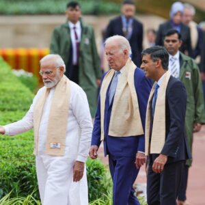 Rishi Sunak Instagram - This is what the G20 was created to do.
 
International partners working together to tackle global issues.
 
It was an honour to visit @delhi.akshardham and Raj Ghat this morning to pay my respects alongside other world leaders.
 
From global food security to international partnerships, it’s been a busy summit in Delhi for the G20.
 
Thank you @narendramodi for a historic G20 and the Indian people for such a warm welcome.
