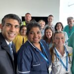 Rishi Sunak Instagram - These are the people who make the NHS what it is. Proud to stand side-by-side with them today - and deliver a plan that secures the future of the NHS for years to come. Click the link in my bio to see the plan. Addenbrooke's Hospital