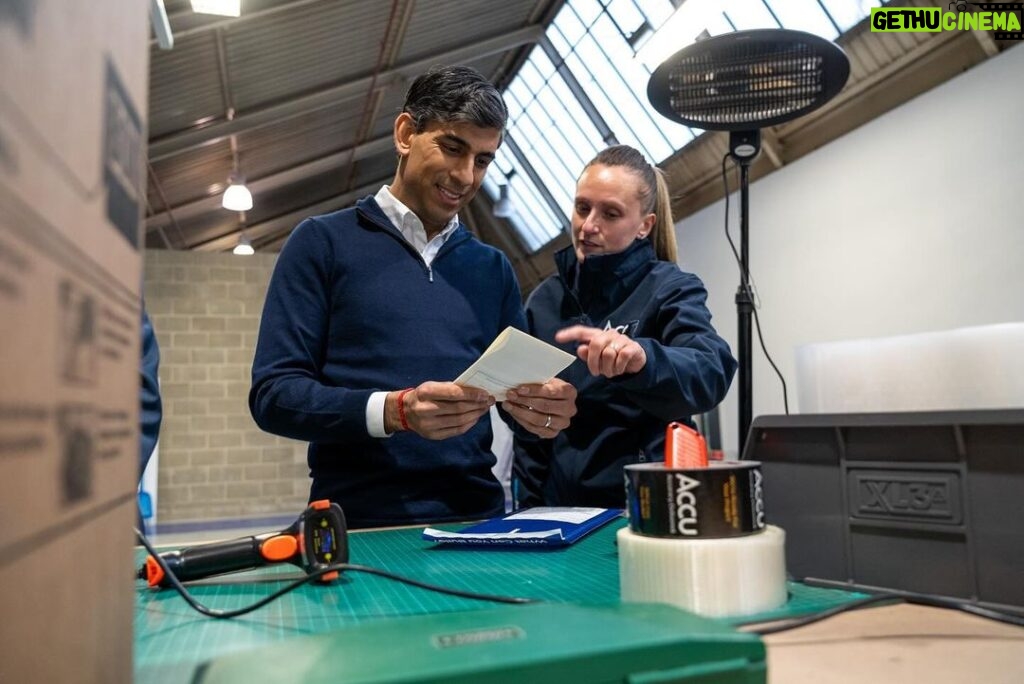 Rishi Sunak Instagram - Great to be in Brockholes today to speak with the @accucomponents team about our latest tax cut for workers. This expanding business is creating quality local jobs and shows our plan for the economy is working - delivering a brighter future for families across the Colne & Holme valleys and Lindley.