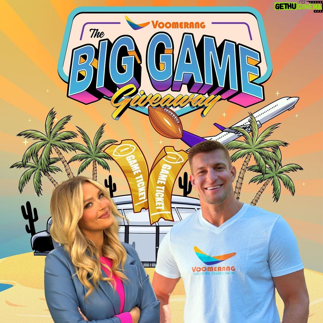 Rob Gronkowski Instagram - Win a trip to the Big Game and Gronk Beach! 🏈 To celebrate the upcoming launch of @voomerangcom, we're giving away the Ultimate Big Game Weekend Experience: Tickets for you and a buddy to #SBLVII and of course VIP access to @GronkBeach 2023 🤩 → Follow @voomerangcom and enter for FREE at link in bio! Ends Feb 5. Open to US residents, 21+. See terms for details.