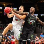 Rob Gronkowski Instagram - Tight End vs Tight End at this year’s Big 3 @monsterenergy charity celeb basketball game. Swish swish baby! @vernondavis85