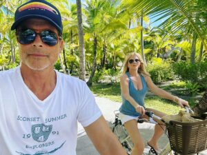 Rob Lowe Instagram - I’m so lucky to have my wonderful Valentine peddling beside me on Love’s Winding Road! ❤️