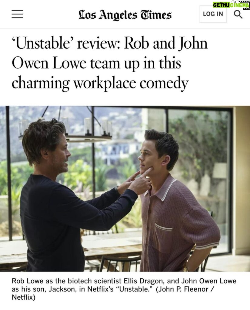 Rob Lowe Instagram - Be the first to watch it…. #Unstable drops tonight at midnight on @netflix. Thank you @latimes!