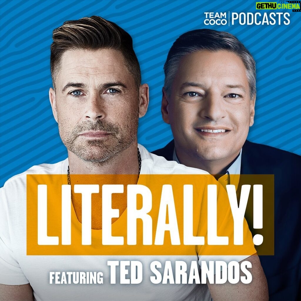 Rob Lowe Instagram - Today on #Literally Co-CEO of Netflix Ted Sarandos joins Rob to discuss being a video store manager, the little-seen Netflix comedy series that he is obsessed with, how the algorithm and his own fandom led to the company’s deal with Adam Sandler, and more. Listen at the link in bio.