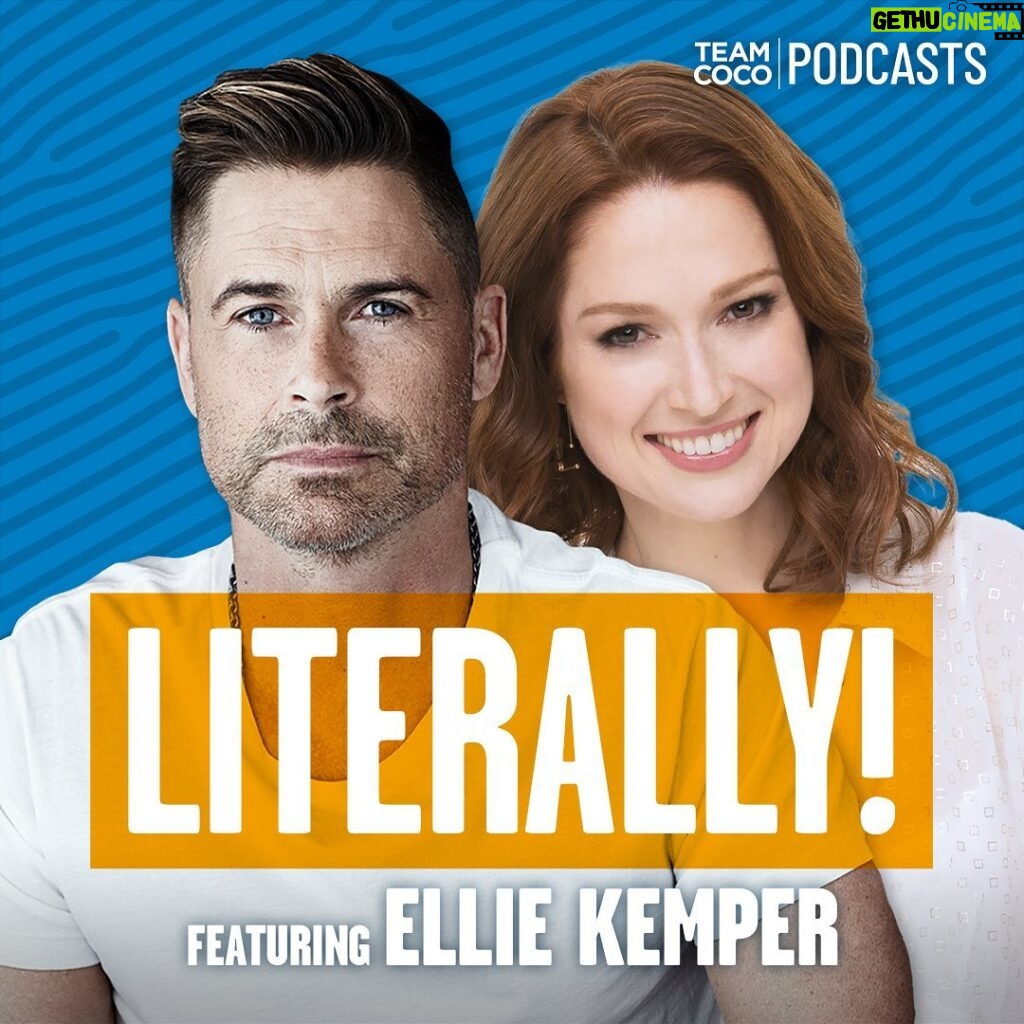 Rob Lowe Instagram - Today on #Literally Ellie Kemper and Rob Lowe unite! They discuss the differences between comedy and drama, why they both named their sons Matthew, autumn in New York City, Rob’s impressions of his celebrity friends, and more. Listen at the link in bio.