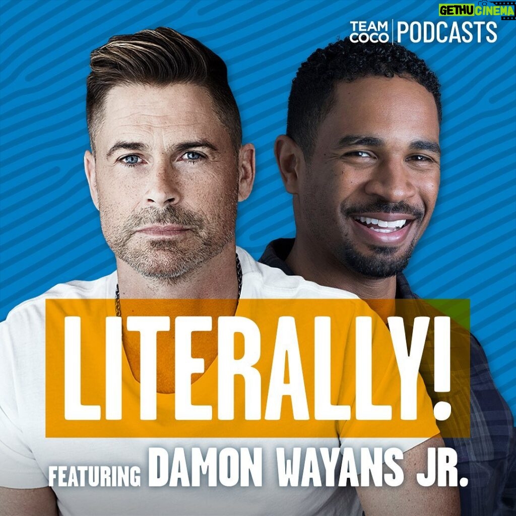 Rob Lowe Instagram - Today on #Literally, Damon Wayans Jr. joins Rob to discuss the future of comedy movies, turning down an invitation from Prince, skateboarding to work, and Damon’s new game show! Listen at the link in bio.