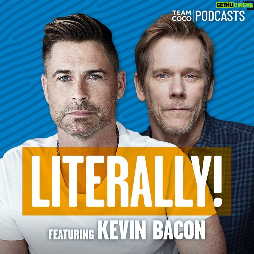 Rob Lowe Instagram - Today on #Literally Kevin Bacon joins Rob to discuss Kevin’s experience playing onstage with Billy Joel at the Garden, how he came to own a farm in the 1980s, Clint Eastwood memories, and more. Listen at the link in bio.