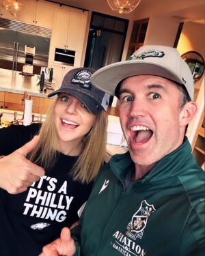 Rob McElhenney Instagram - Saturday is for the Birds!!!! This one got in my house and I’m gonna watch the @philadelphiaeagles with her! #itsaphillything #flyeaglesfly @kaitlinolson