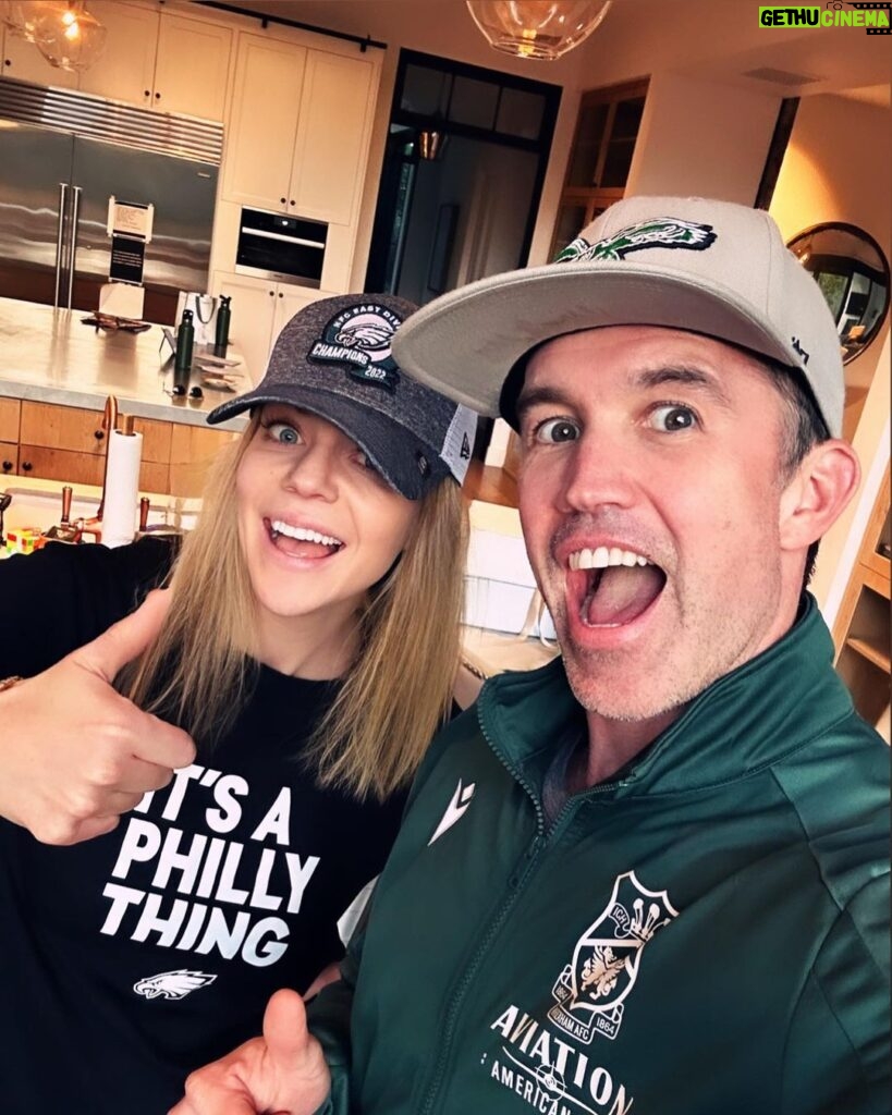 Rob McElhenney Instagram - Saturday is for the Birds!!!! This one got in my house and I’m gonna watch the @philadelphiaeagles with her! #itsaphillything #flyeaglesfly @kaitlinolson