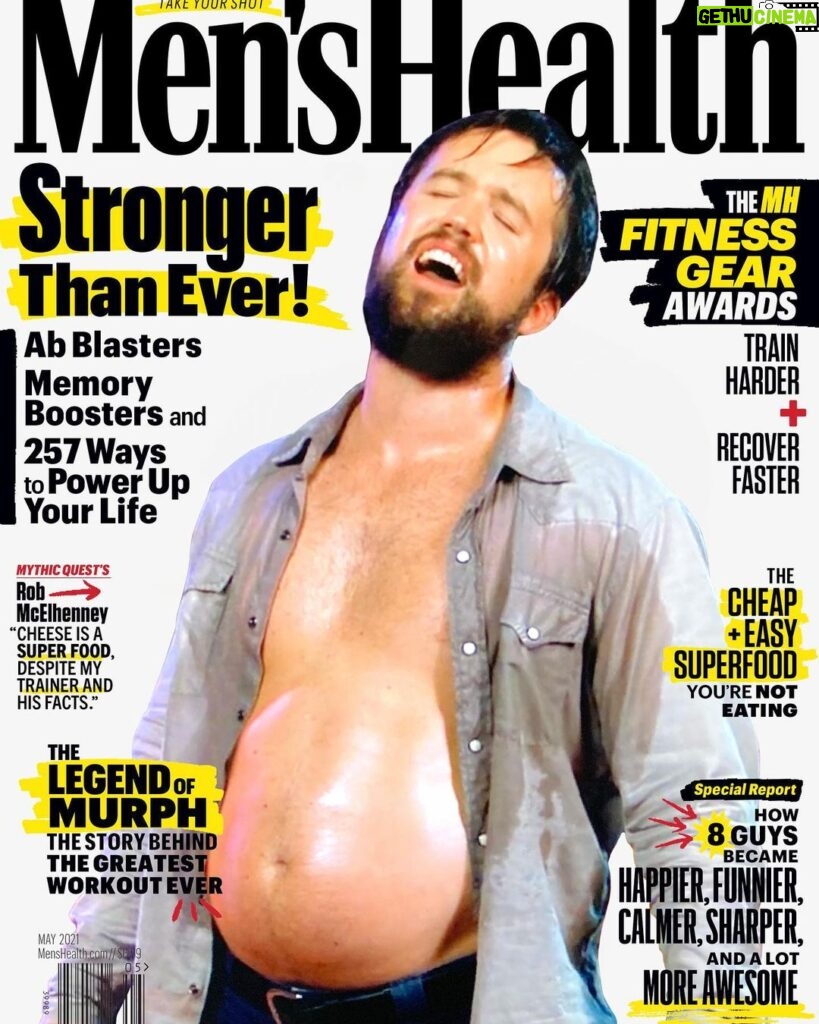 Rob McElhenney Instagram - Thank you to @menshealthmag and @vancityreynolds for the interview. Though I think they chose the wrong cover. ➡️ This one is better.