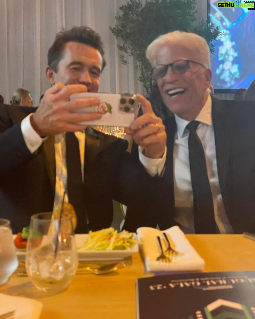 Rob McElhenney Instagram - Nbd just me showing Wrexham highlights to Ted Danson. Whoever said “never meet your heroes” …. never met @teddanson 🍻 ❤