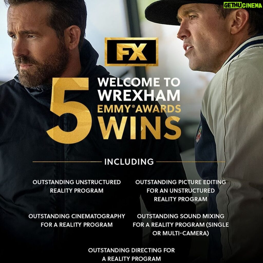 Rob McElhenney Instagram - Congratulations to the entire team on winning 5 EMMYS for #welcometowrexham! It has been an honor to be able to tell this story. And to the Always Sunny gang, there’s still hope for next season! 🏆 Los Angeles, California