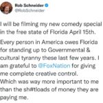 Rob Schneider Instagram - I will be filming my new comedy special in the free state of Florida April 15th, “ROB SCHNEIDER LIVE!” Every person in America owes Florida for standing up to Governmental & cultural tyranny these last few years. I am grateful to @FoxNation for giving me complete creative control. Which was way more important to me than the sh#tloads of money they are paying me. 🎟️ link in bio #tampa #tampatheatre #florida Tampa Theatre