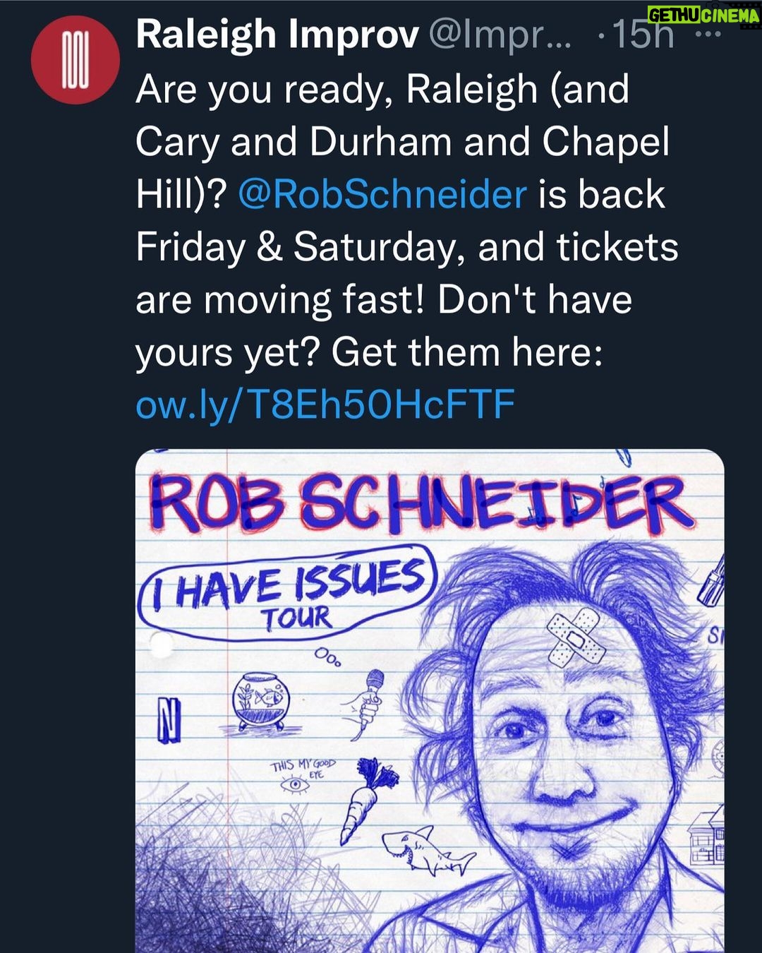 Rob Schneider Instagram - See you TONIGHT and TOMORROW!