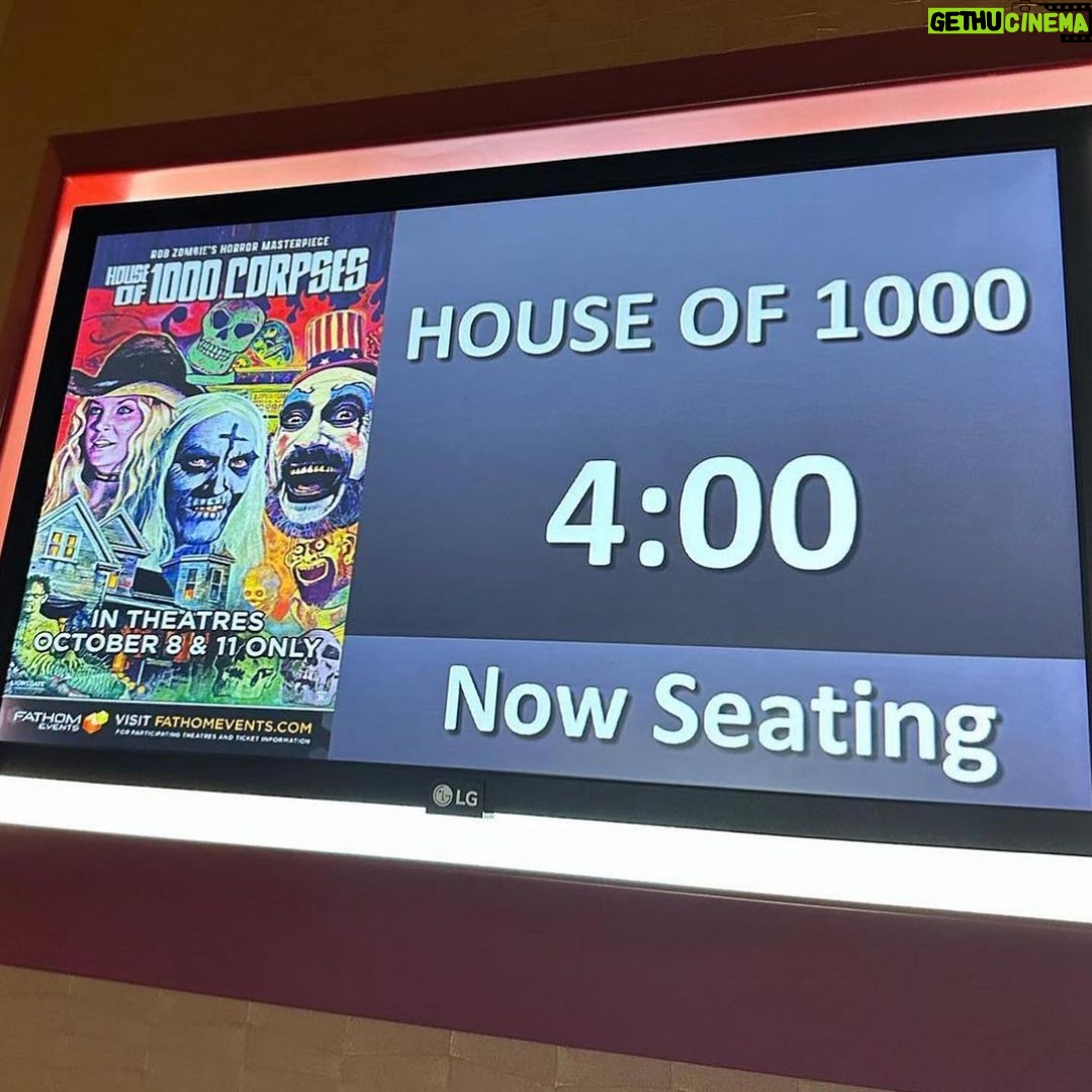 Rob Zombie Instagram - Last nightβs screenings of HOUSE OF 1000 CORPSES was a smashing success! π Thanks to all the Corpse-heads who showed up last night. π If you missed out we are having another nationwide screening on October 11th. π#houseof1000corpses #robzombie