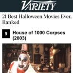 Rob Zombie Instagram – This is a nice surprise today. 🔥 Don’t forget to get your tickets to see it back on the big screen for two days OCTOBER 8th and OCTOBER 11th. 🎃 link in bio☠️ #variety #houseof1000corpses